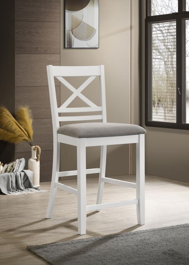 (image for) Hollis Wood Counter Chair with Cushion White (Set of 2)