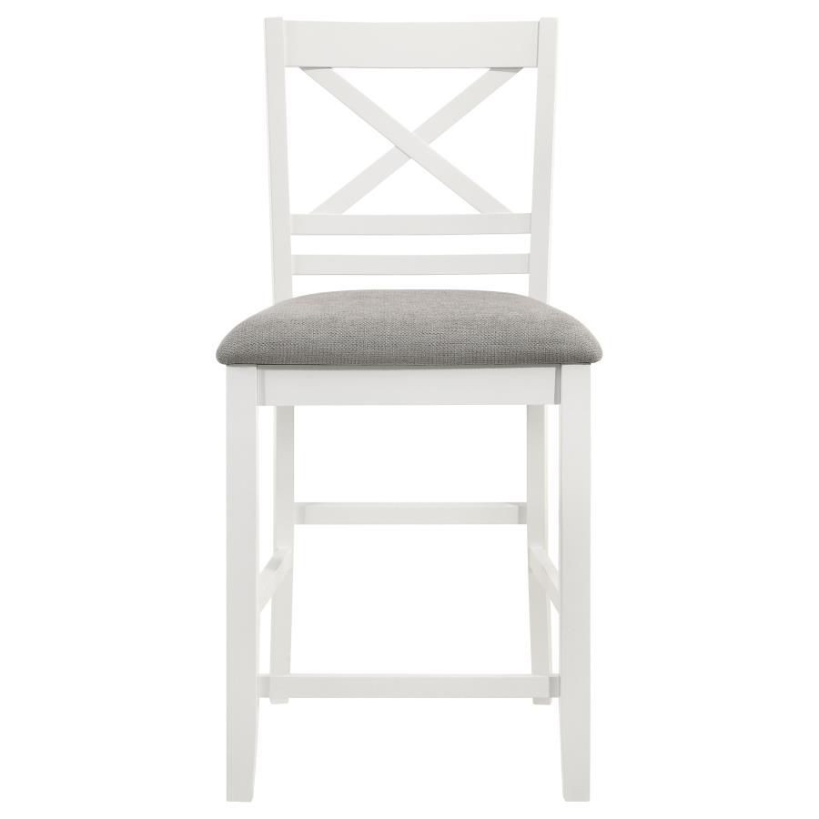 (image for) Hollis Wood Counter Chair with Cushion White (Set of 2)