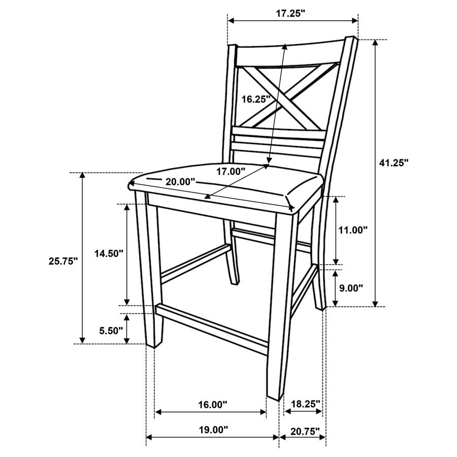 (image for) Hollis Wood Counter Chair with Cushion White (Set of 2)