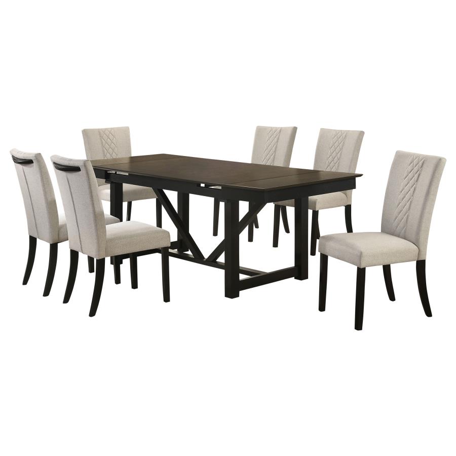 (image for) Malia 7-piece Refractory Extension Leaf Dining Table Set Oak