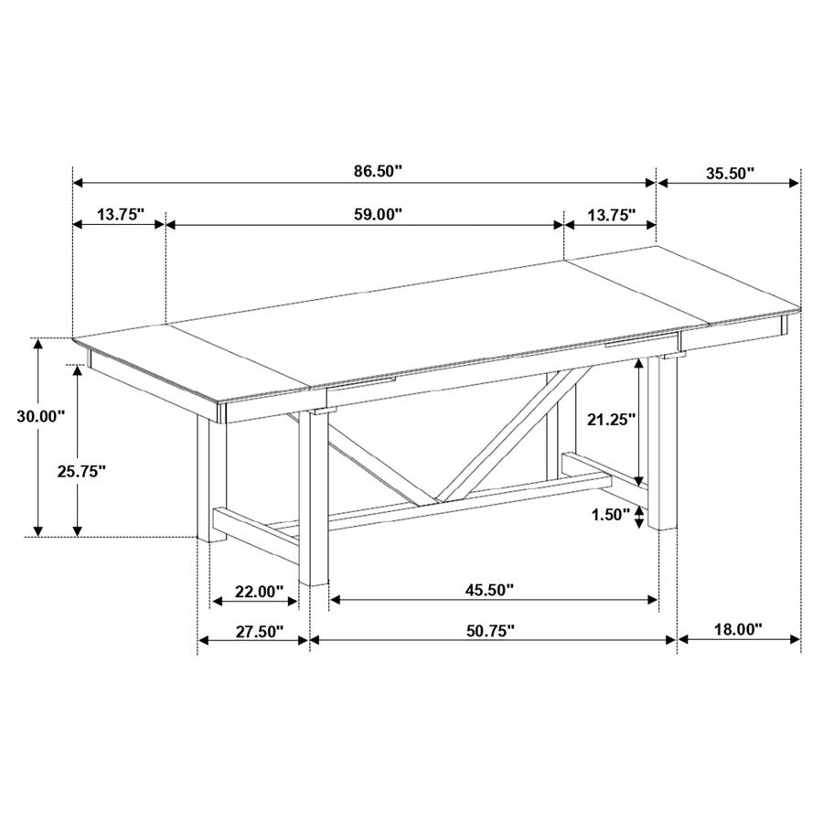 (image for) Malia Rectangular 87-inch Extension Leaf Dining Table Oak