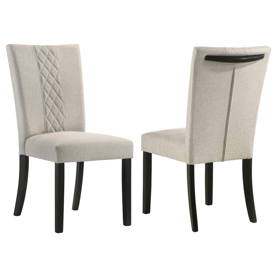 (image for) Malia Fabric Upholstered Dining Side Chair Beige (Set of 2) - Click Image to Close