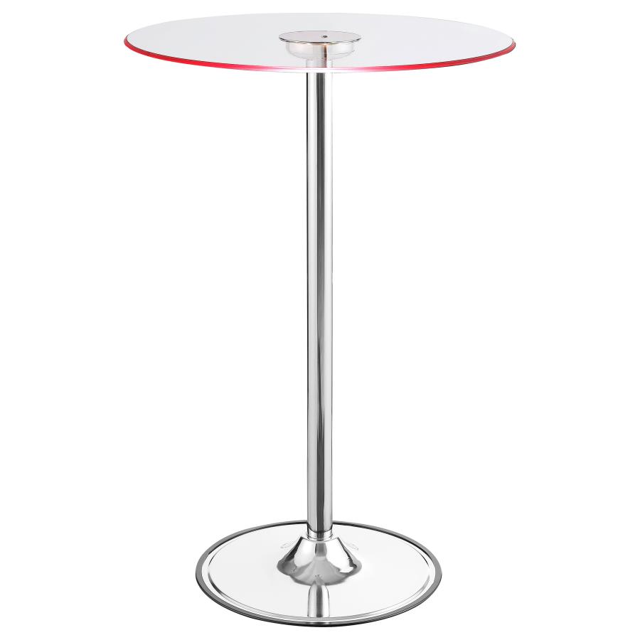 (image for) Thea Round 28-inch Glass Top LED Bistro Bar Table Chrome