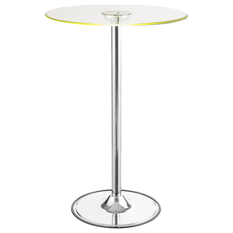 (image for) Thea Round 28-inch Glass Top LED Bistro Bar Table Chrome