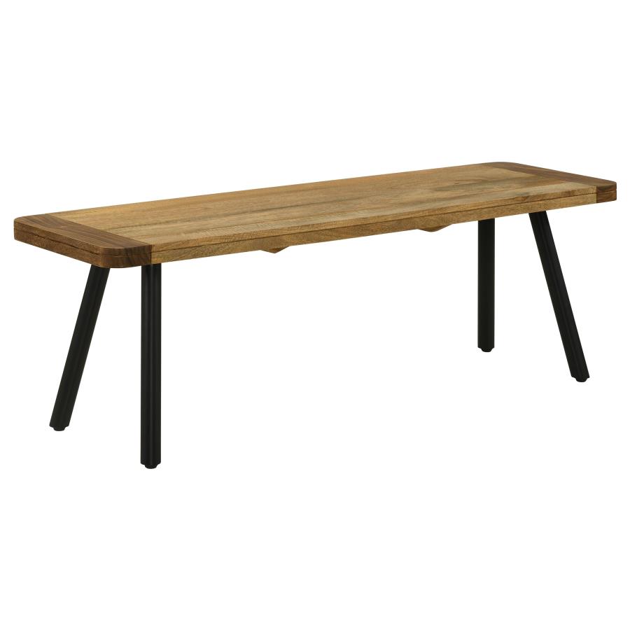 (image for) Maverick Wood Dining Bench Natural Mango and Black - Click Image to Close