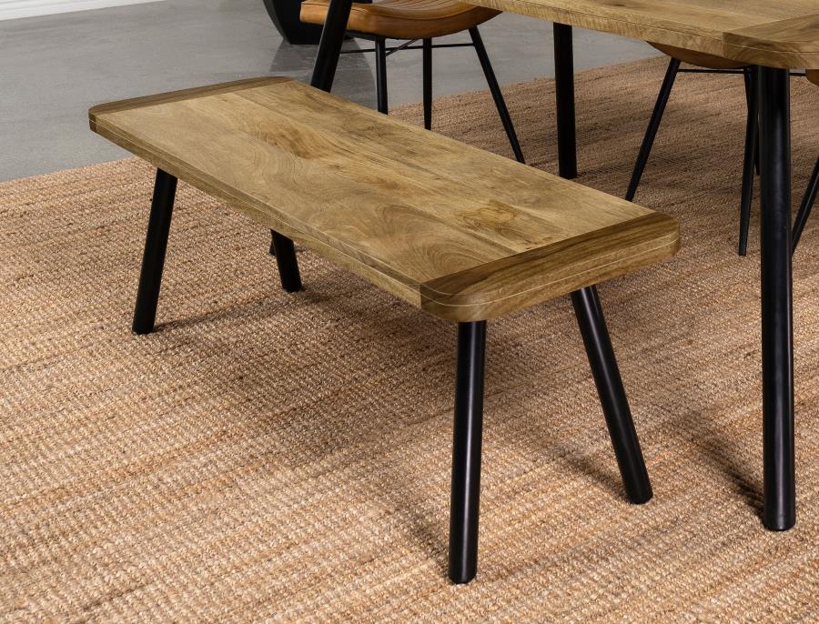 (image for) Maverick Wood Dining Bench Natural Mango and Black