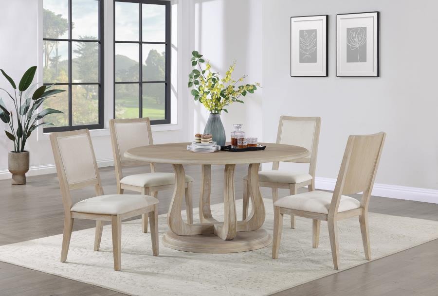 (image for) Trofello 5-piece Round Dining Table Set White Washed