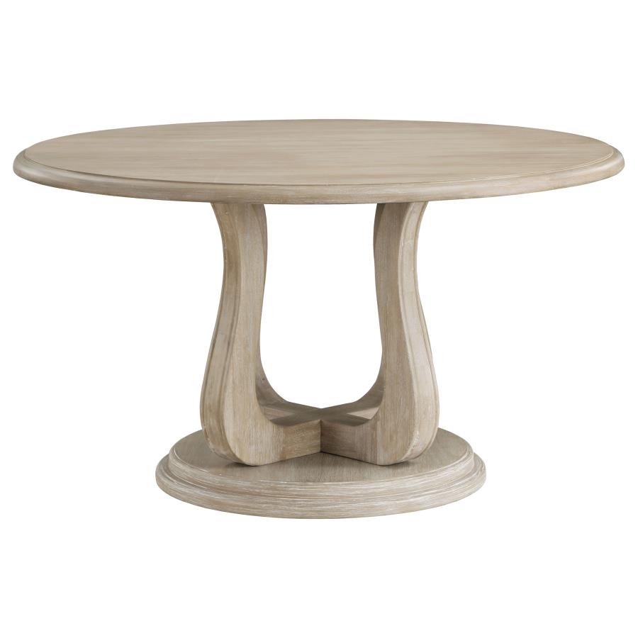 (image for) Trofello Round 60-inch Pedestal Dining Table White Washed