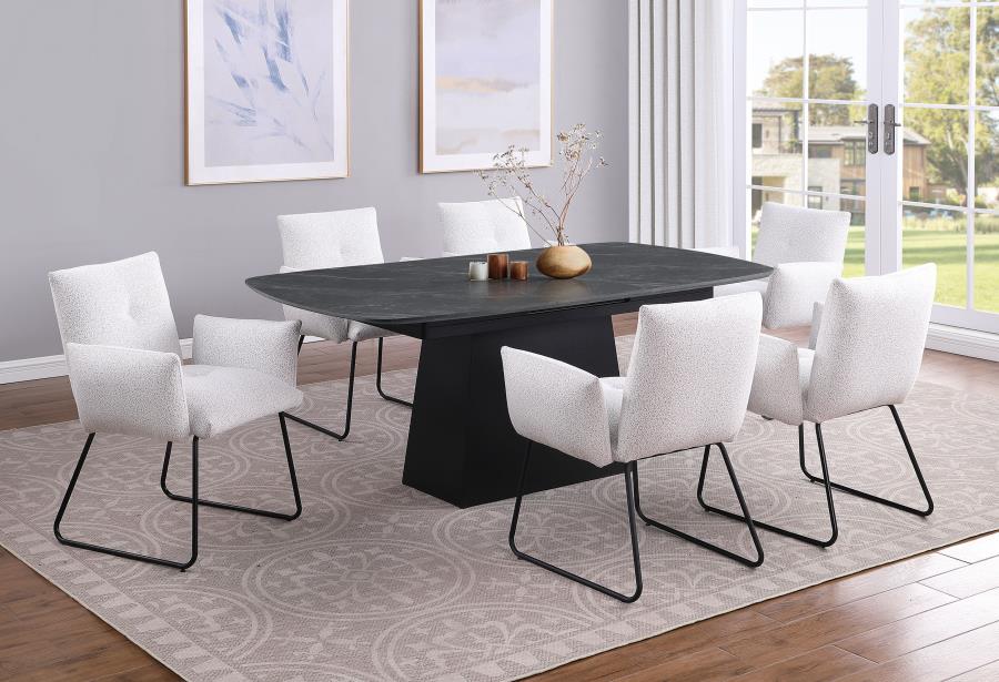 Modal Additional Images for Potero 73-inch Faux Marble Extension Leaf Dining Table Black