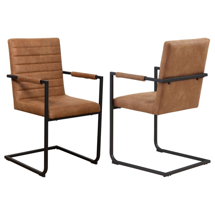 (image for) Nate Upholstered Dining Arm Chair Antique Brown (Set of 2)