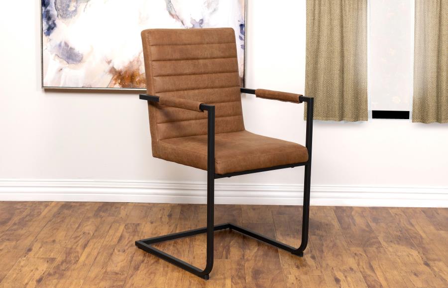 (image for) Nate Upholstered Dining Arm Chair Antique Brown (Set of 2)