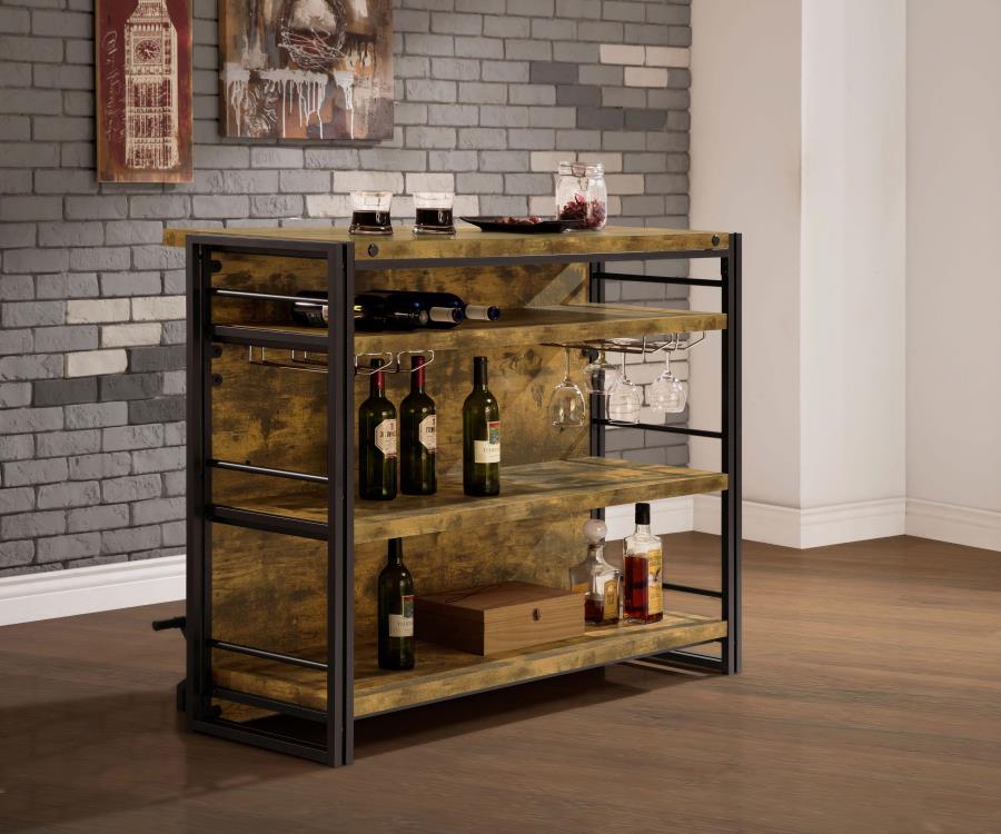 (image for) Renaldi 3-shelf Home Bar Wine Cabinet Rustic Nutmeg