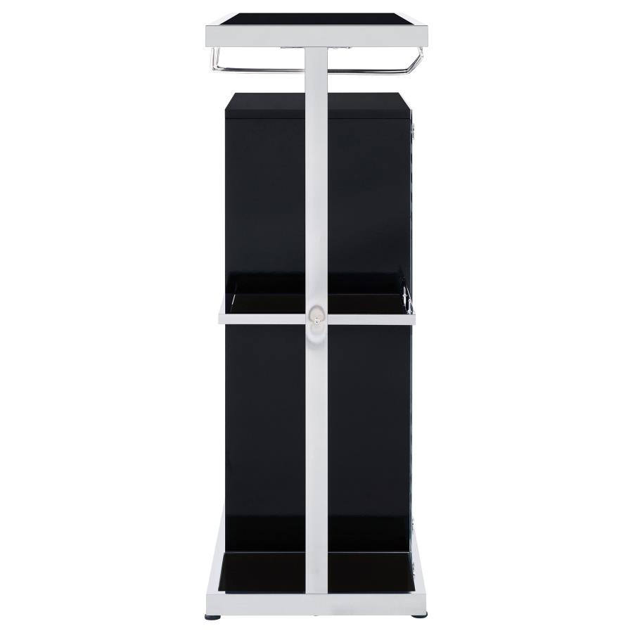 (image for) Zinnia 2-tier Glass Shelf Home Bar Wine Cabinet Black