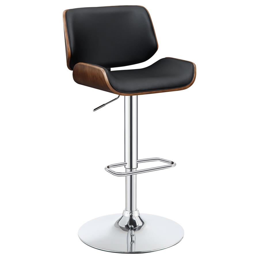 (image for) Folsom Upholstered Adjustable Bar Stool Black and Chrome - Click Image to Close