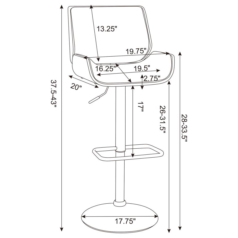 (image for) Folsom Upholstered Adjustable Bar Stool Black and Chrome