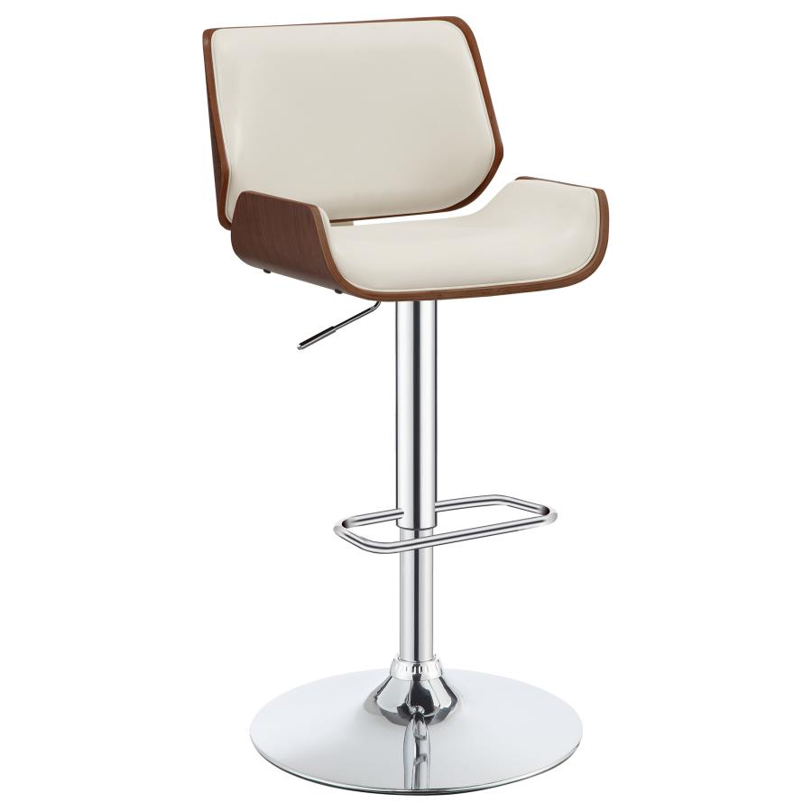 (image for) Folsom Upholstered Adjustable Bar Stool Ecru and Chrome - Click Image to Close