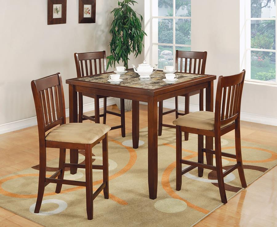 (image for) Jardin 5-piece Counter Height Dining Table Set Red Brown