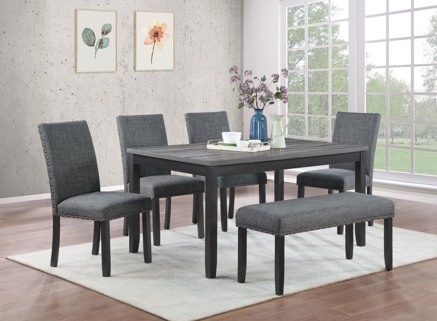 (image for) Barlow 6-piece Rectangular Dining Table Set Grey and Black - Click Image to Close