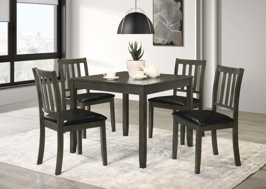 (image for) Parkwood 5-piece Square Dining Table Set Charcoal - Click Image to Close