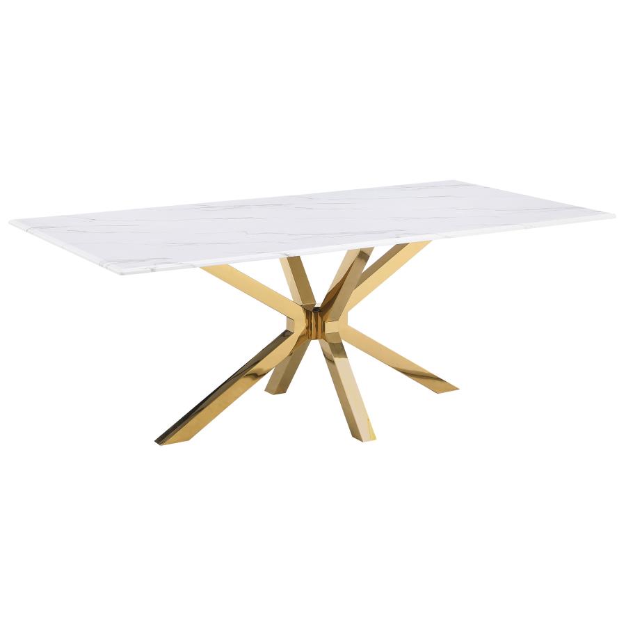 (image for) Venera Rectangular 79-inch Faux Marble Dining Table White - Click Image to Close