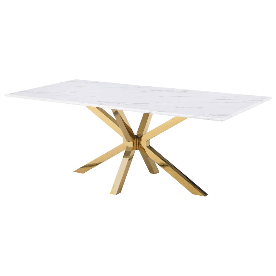 (image for) Venera Rectangular 79-inch Faux Marble Dining Table White