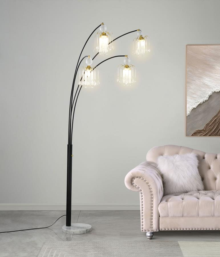 (image for) Maisel 91-inch Hanging Crystal Arc Tree Floor Lamp Black