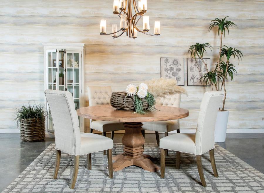 (image for) Florence 5-piece Round Dining Table Set Rustic Honey - Click Image to Close