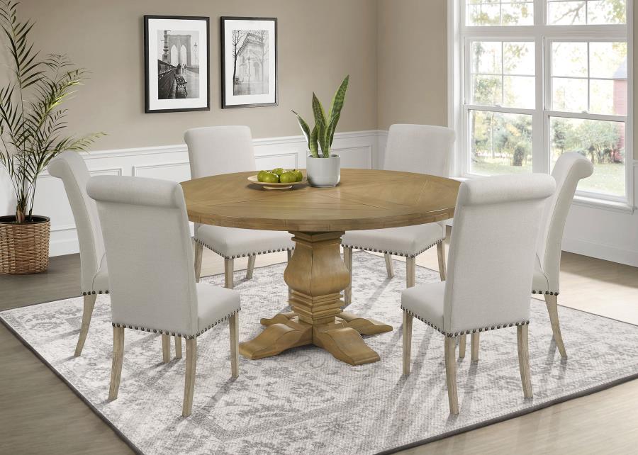 (image for) Florence 7-piece Round Dining Table Set Rustic Honey - Click Image to Close