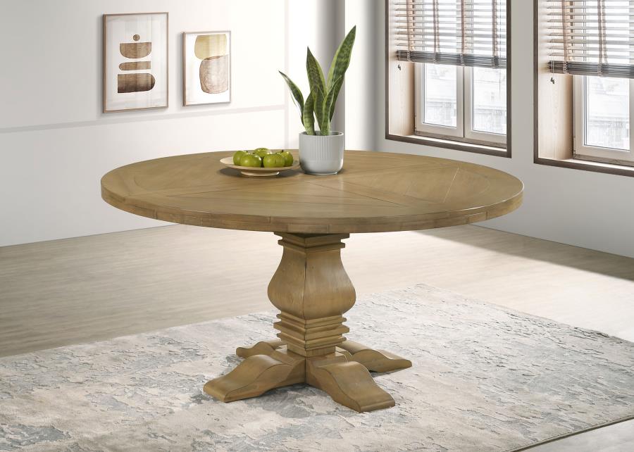 (image for) Florence Round 60-inch Wood Dining Table Rustic Honey