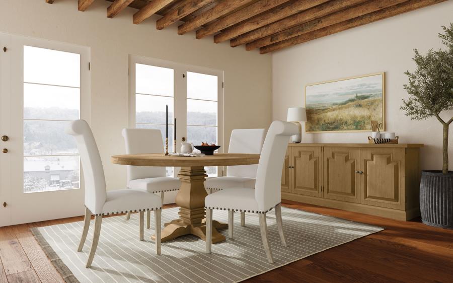 Modal Additional Images for Florence Round 60-inch Wood Dining Table Rustic Honey
