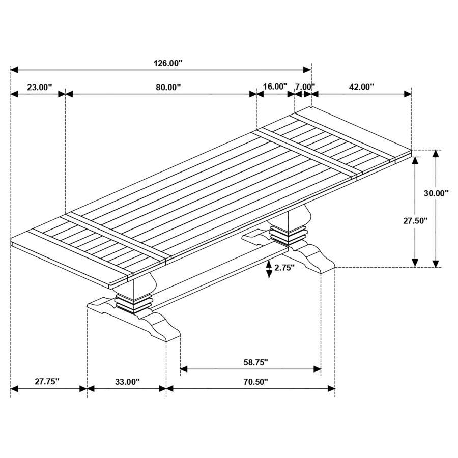 (image for) Florence 126-inch Extension Dining Table Rustic Honey