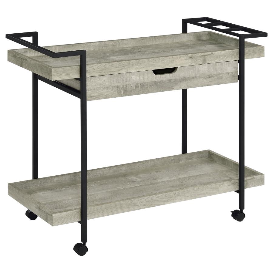 (image for) Ventura 1-drawer Engineered Wood Bar Cart Grey Driftwood - Click Image to Close