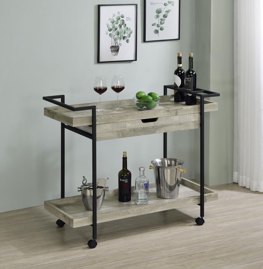 (image for) Ventura 1-drawer Engineered Wood Bar Cart Grey Driftwood