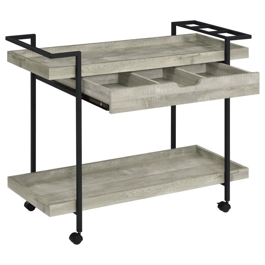 (image for) Ventura 1-drawer Engineered Wood Bar Cart Grey Driftwood