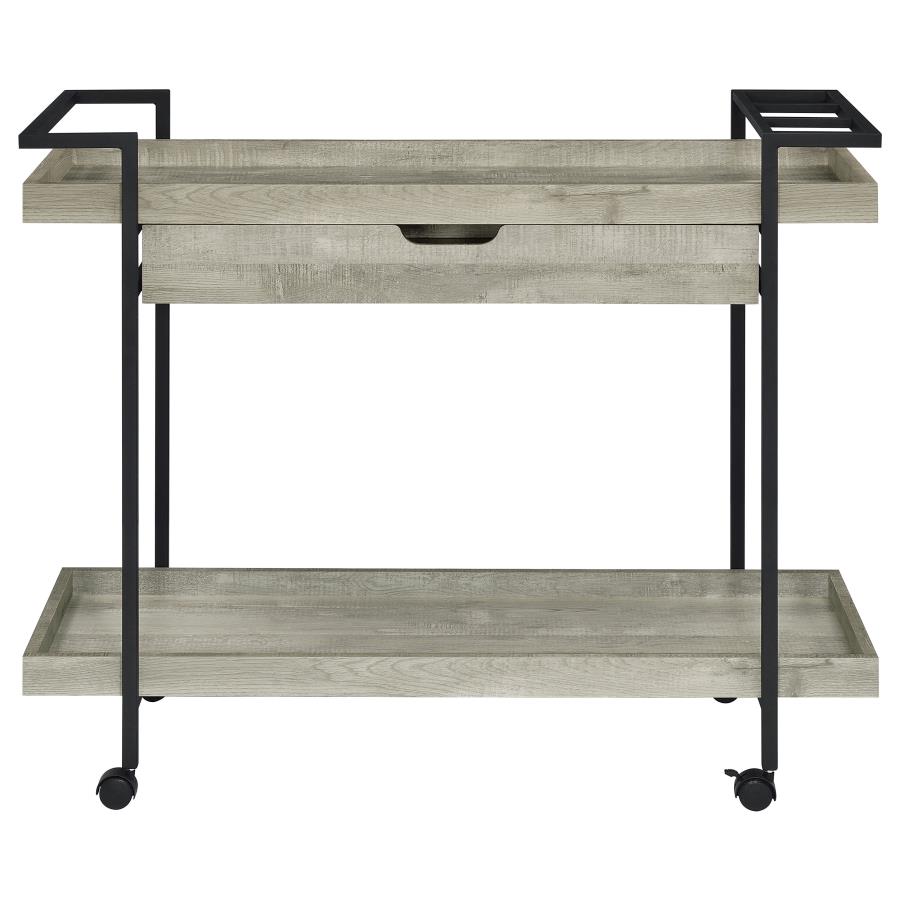 (image for) Ventura 1-drawer Engineered Wood Bar Cart Grey Driftwood