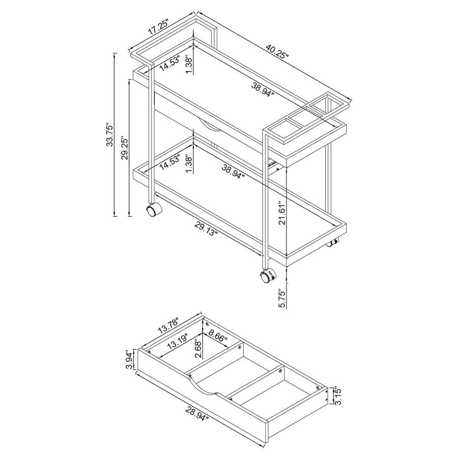 (image for) Ventura 1-drawer Engineered Wood Bar Cart Grey Driftwood