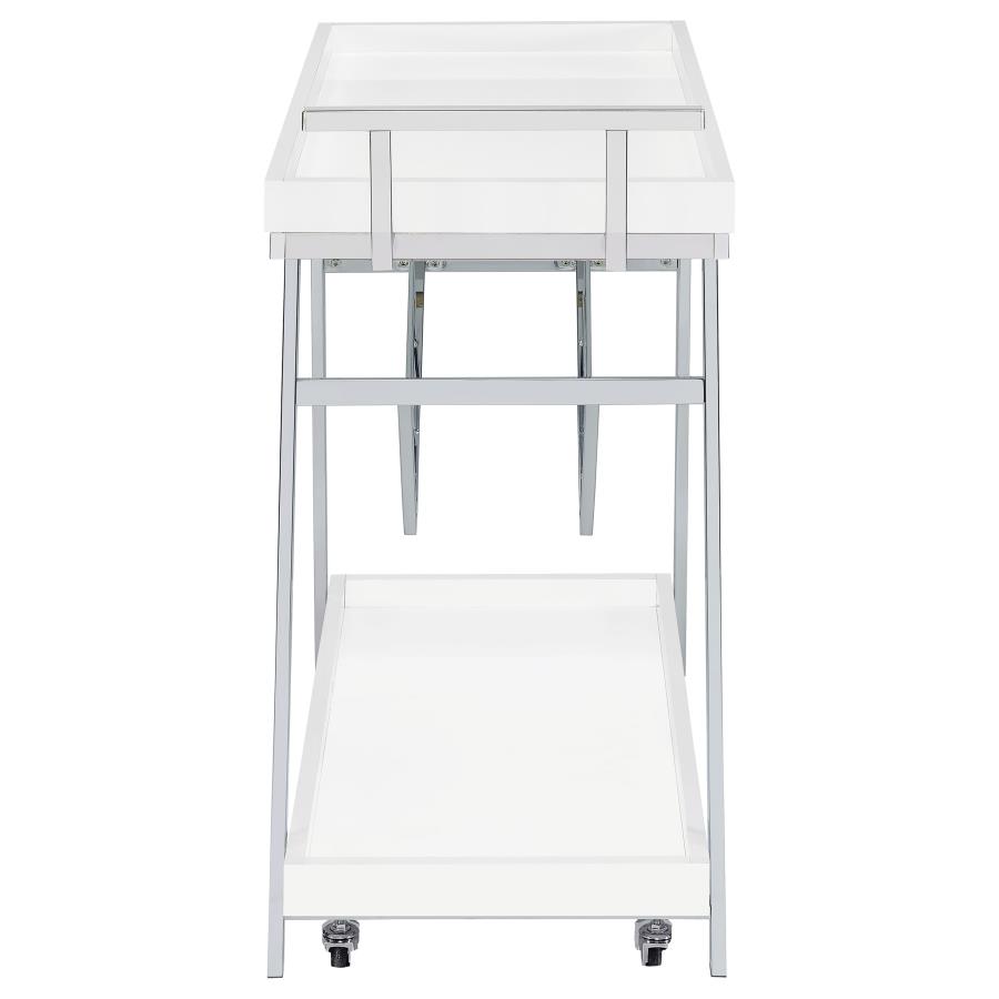 (image for) Kinney 1-drawer Engineered Wood Bar Cart White High Gloss