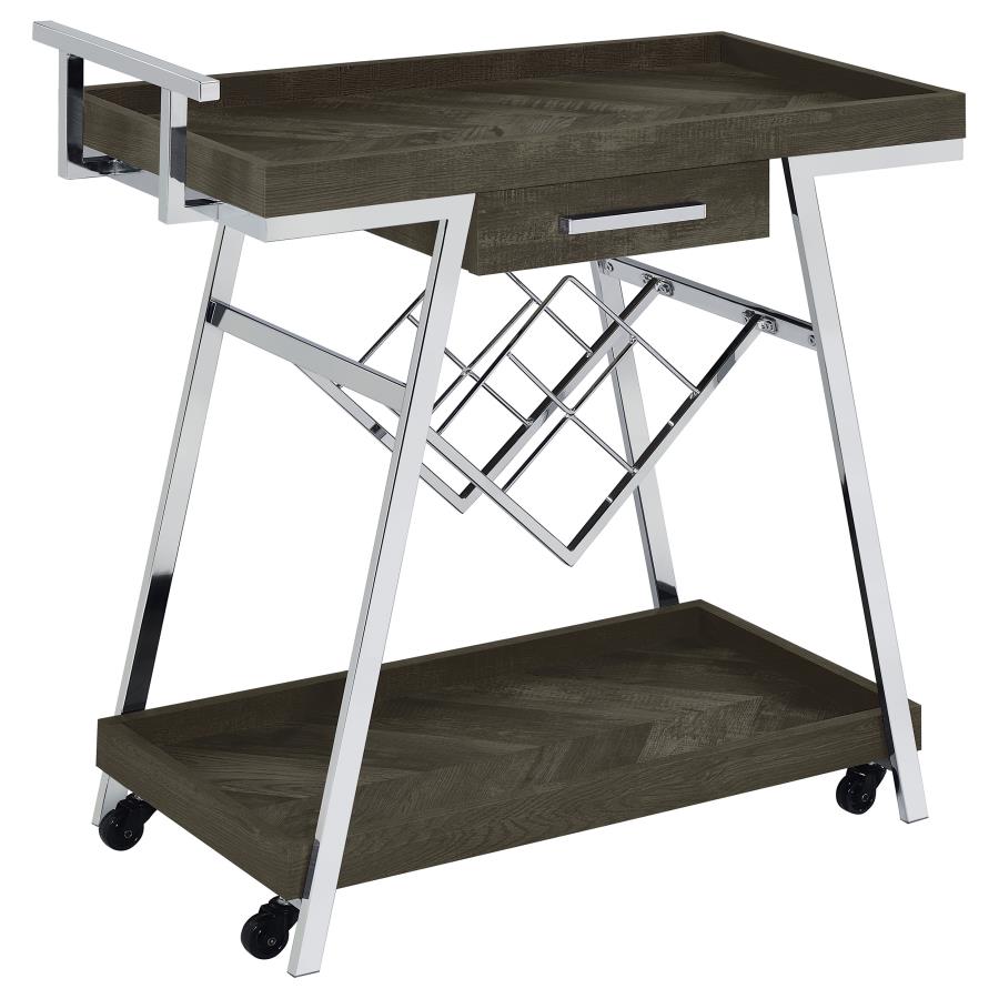 (image for) Kinney 1-drawer Engineered Wood Bar Cart Rustic Grey - Click Image to Close