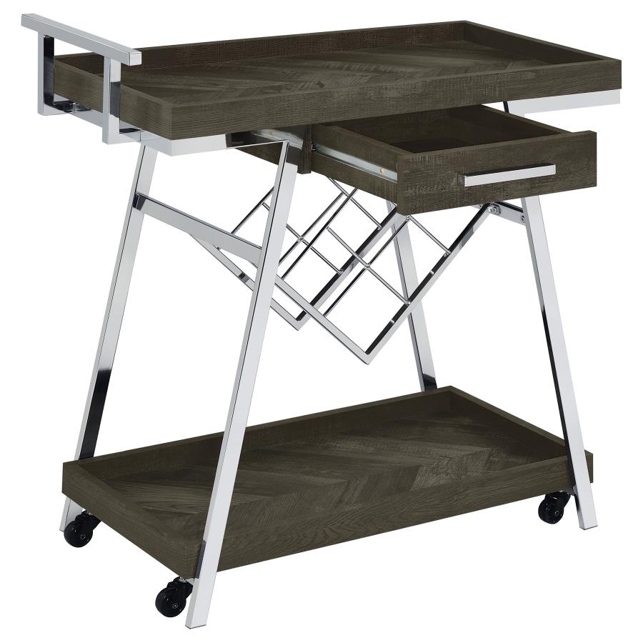 (image for) Kinney 1-drawer Engineered Wood Bar Cart Rustic Grey