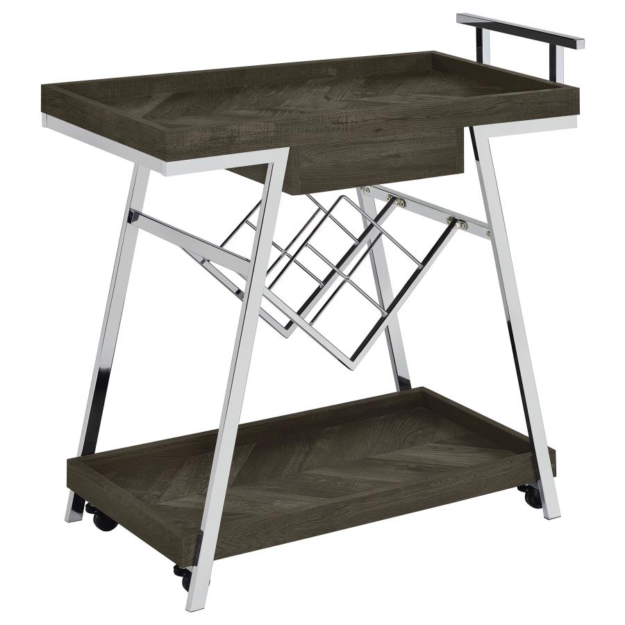 (image for) Kinney 1-drawer Engineered Wood Bar Cart Rustic Grey