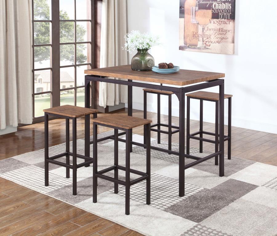 (image for) Santana 5-piece Pub Height Bar Table Set Weathered Chestnut - Click Image to Close