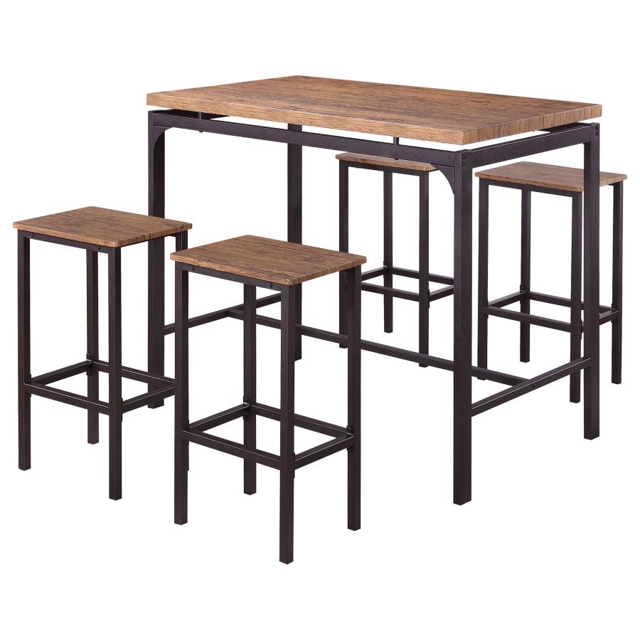 (image for) Santana 5-piece Pub Height Bar Table Set Weathered Chestnut