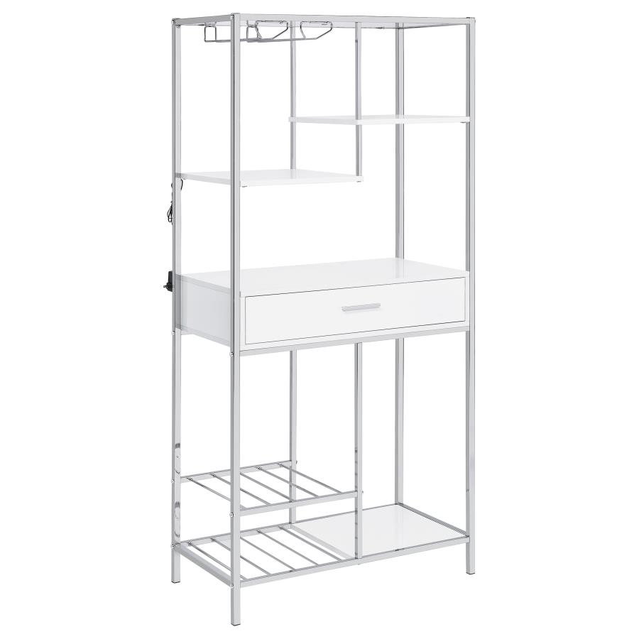 (image for) Figueroa 5-shelf Wine Storage Bar Cabinet White High Gloss - Click Image to Close