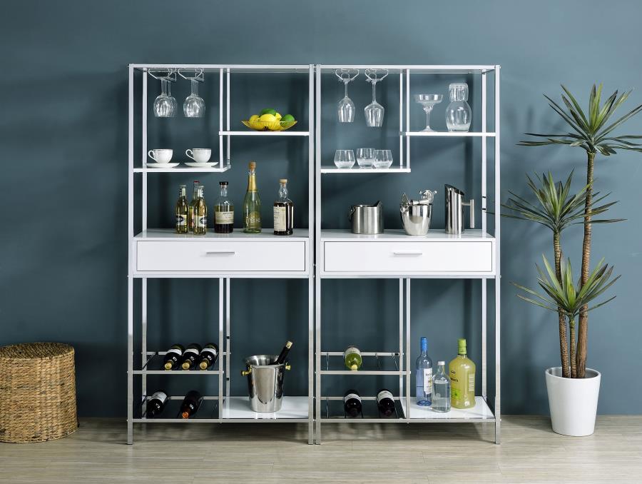 (image for) Figueroa 5-shelf Wine Storage Bar Cabinet White High Gloss