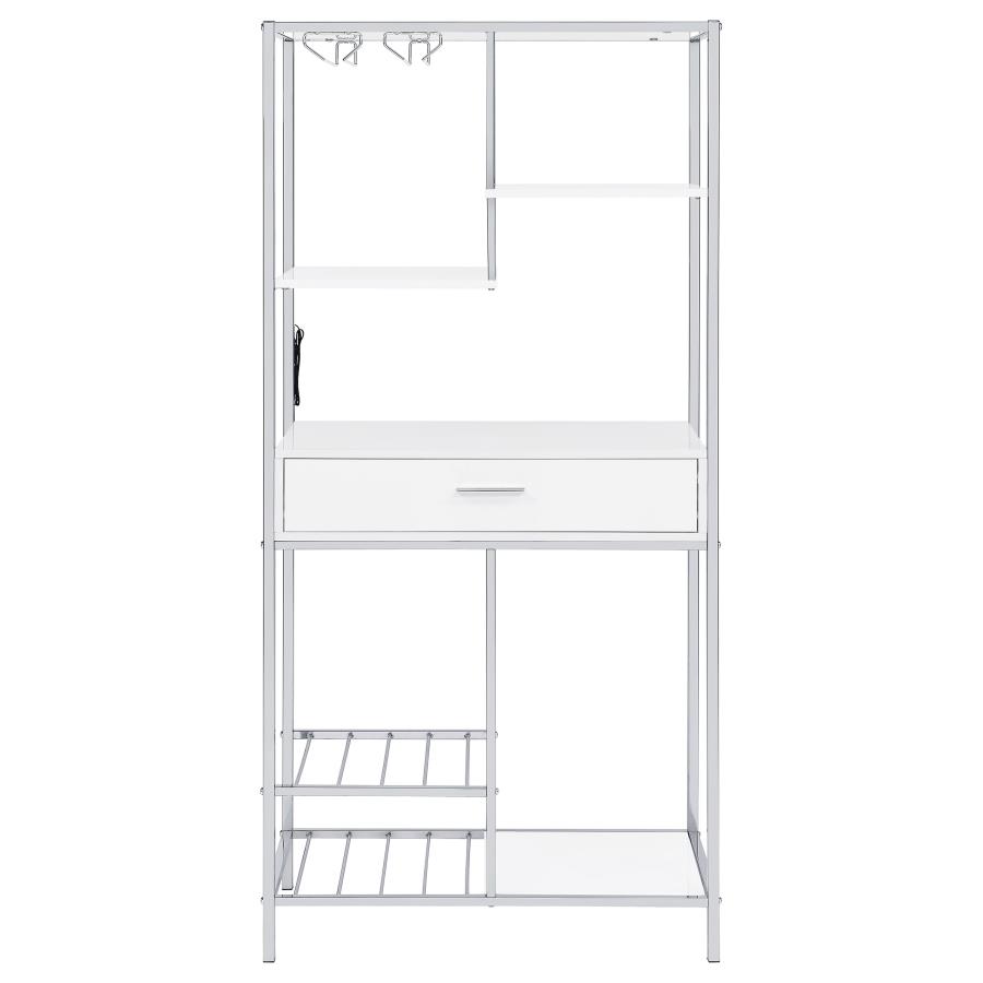 (image for) Figueroa 5-shelf Wine Storage Bar Cabinet White High Gloss