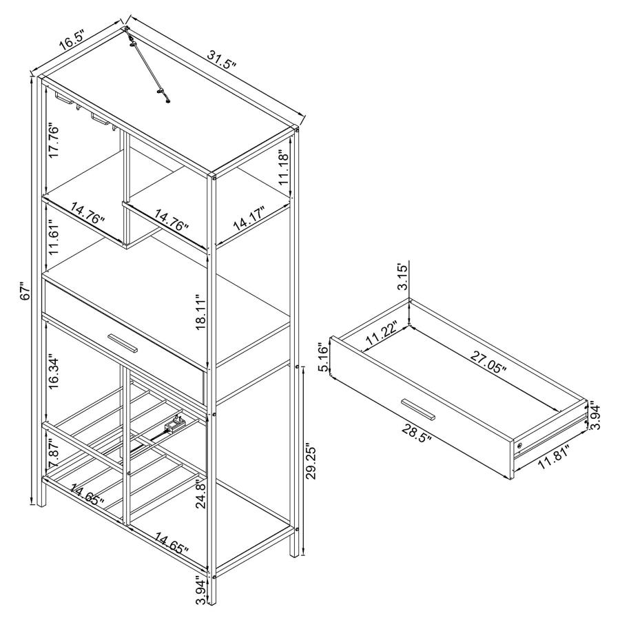 (image for) Figueroa 5-shelf Wine Storage Bar Cabinet White High Gloss