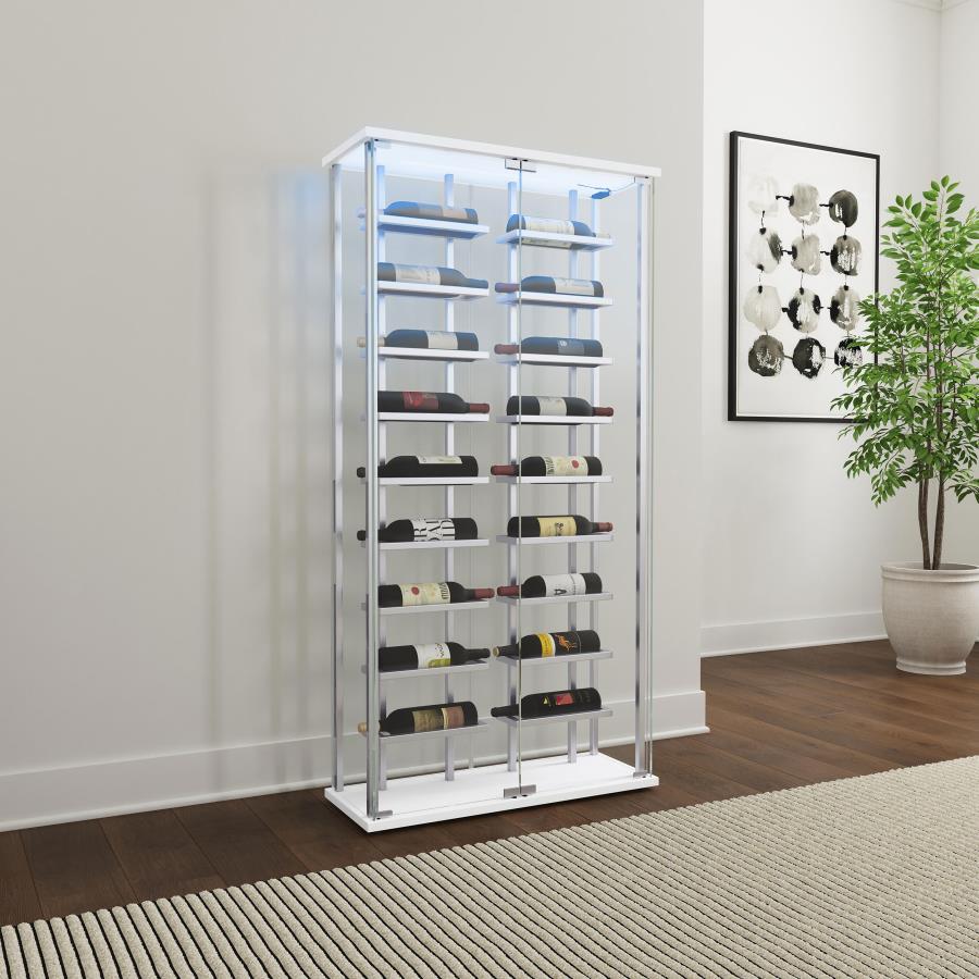 (image for) Montara Tempered Glass Wine Storage LED Curio Cabinet Chrome