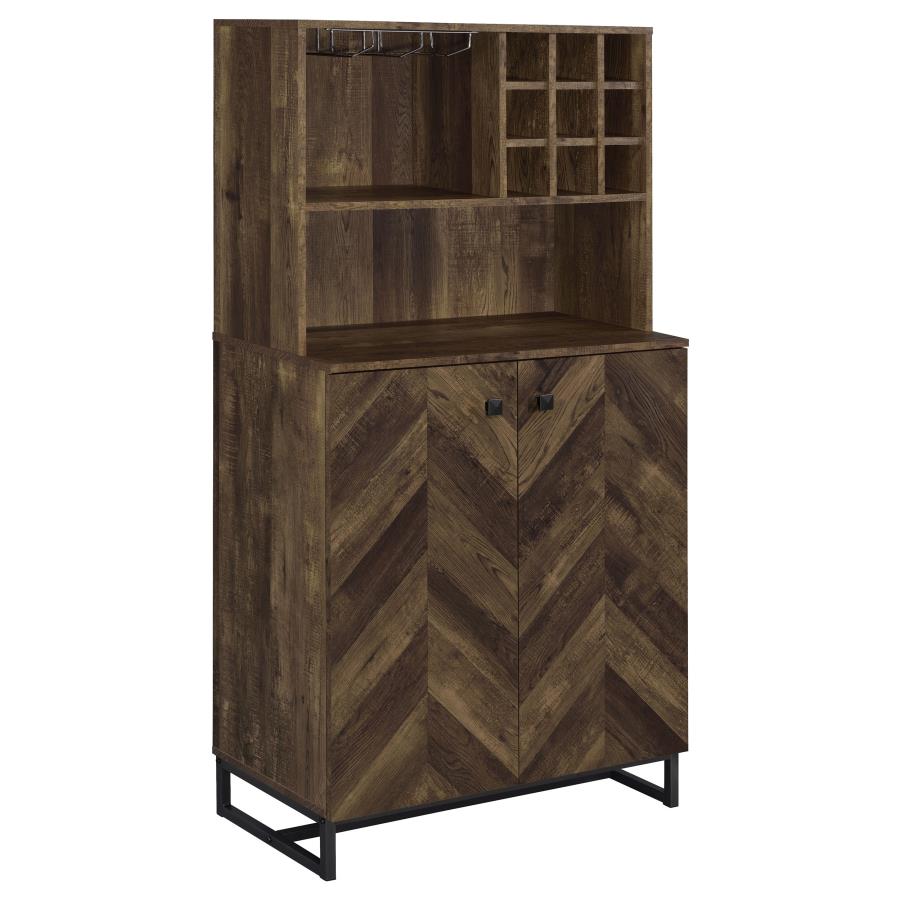 (image for) Mendoza 2-door Home Bar Cabinet Wine Storage Rustic Oak - Click Image to Close