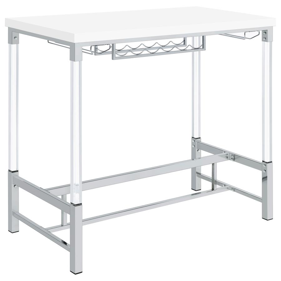 (image for) Norcrest 47-inch Acrylic Leg Bar Table White High Gloss - Click Image to Close