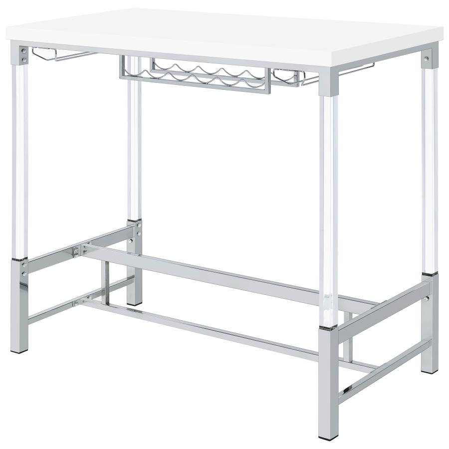 (image for) Norcrest 47-inch Acrylic Leg Bar Table White High Gloss